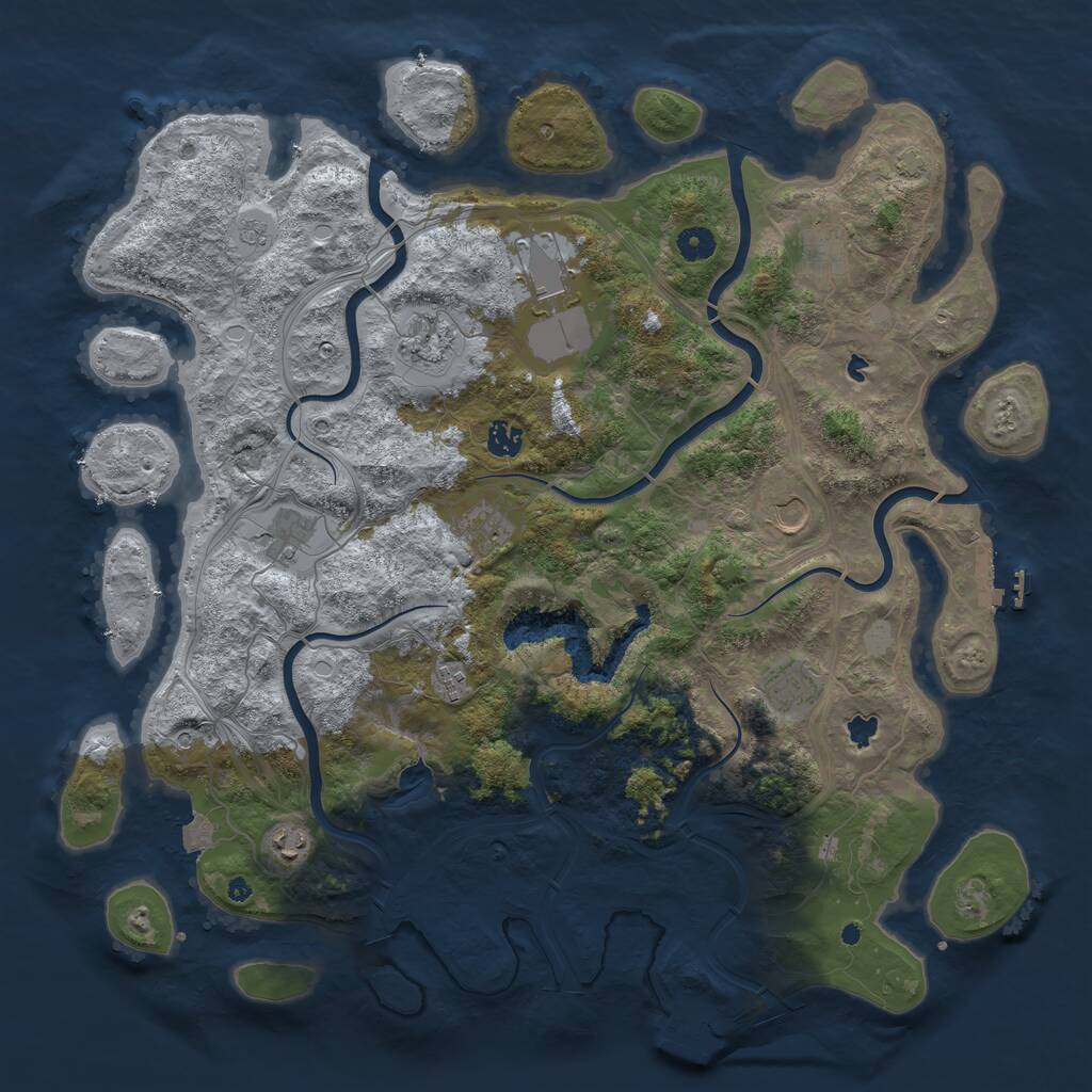 Rust Map: Procedural Map, Size: 4500, Seed: 1307065924, 16 Monuments