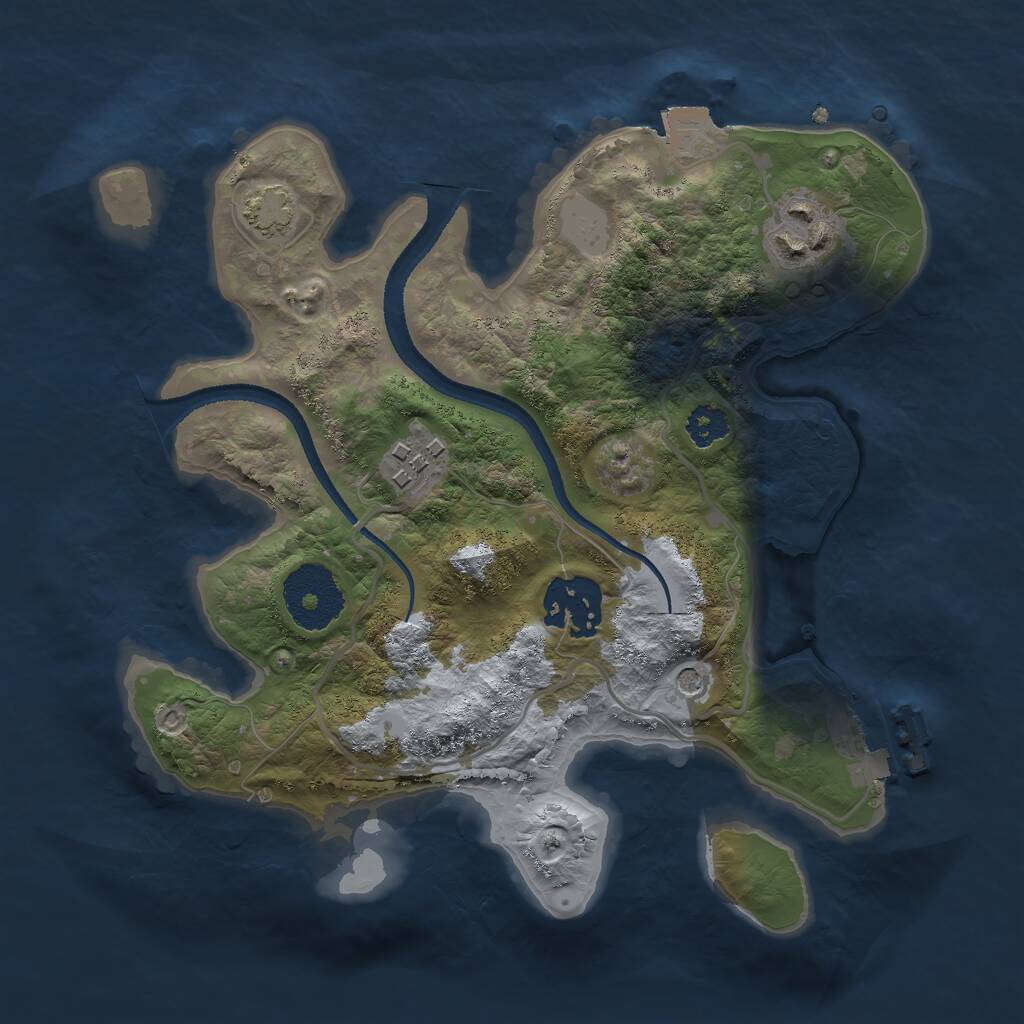 Rust Map: Procedural Map, Size: 2500, Seed: 352754623, 7 Monuments