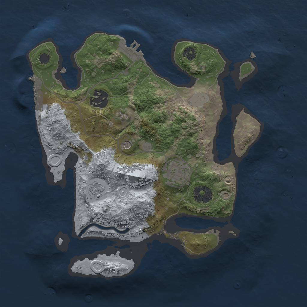 Rust Map: Procedural Map, Size: 2500, Seed: 535677597, 9 Monuments