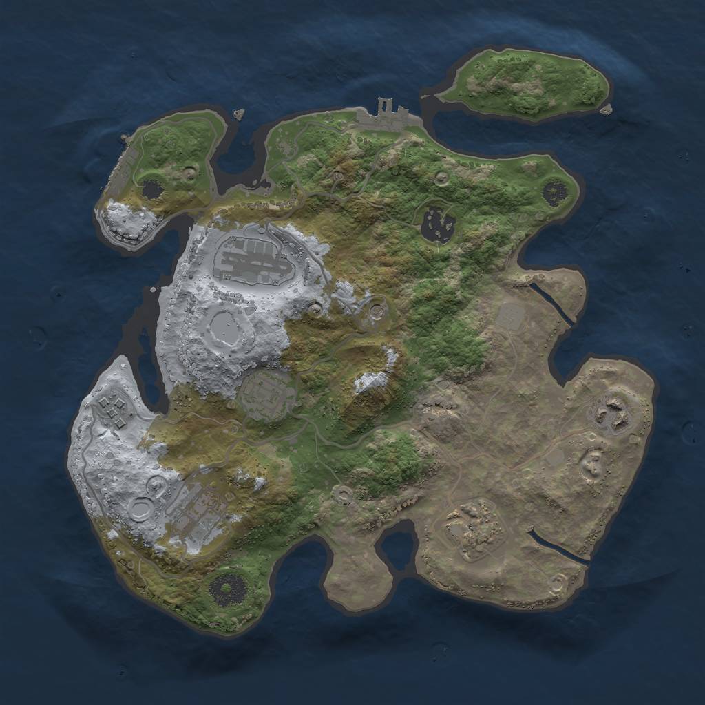 Rust Map: Procedural Map, Size: 3000, Seed: 76123, 13 Monuments