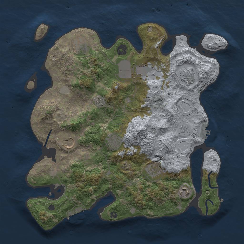 Rust Map: Procedural Map, Size: 3500, Seed: 496143757, 15 Monuments