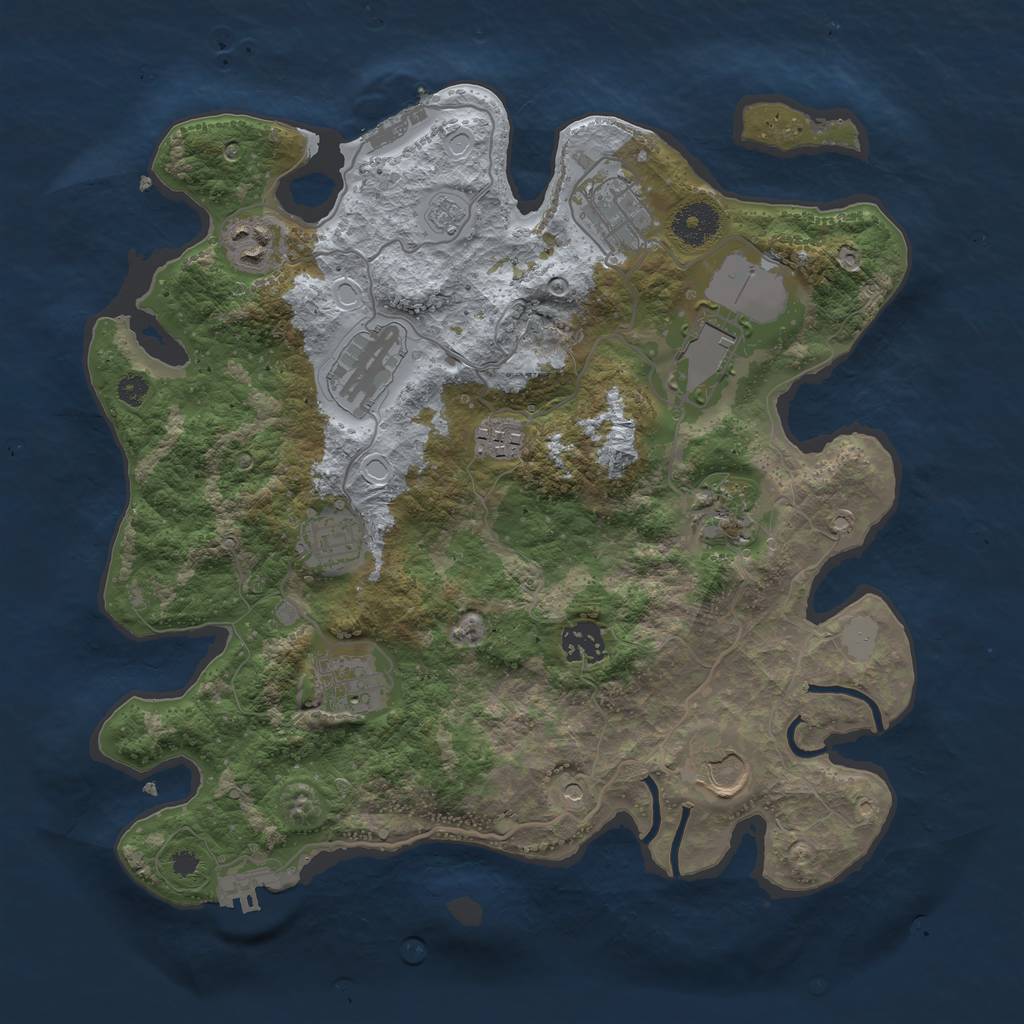 Rust Map: Procedural Map, Size: 3500, Seed: 2011834845, 17 Monuments