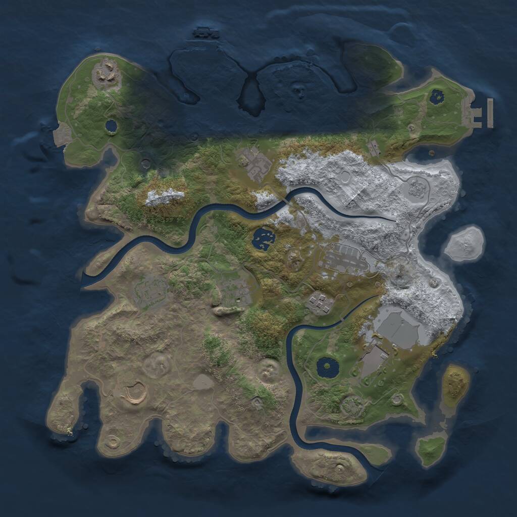 Rust Map: Procedural Map, Size: 3500, Seed: 333448, 15 Monuments