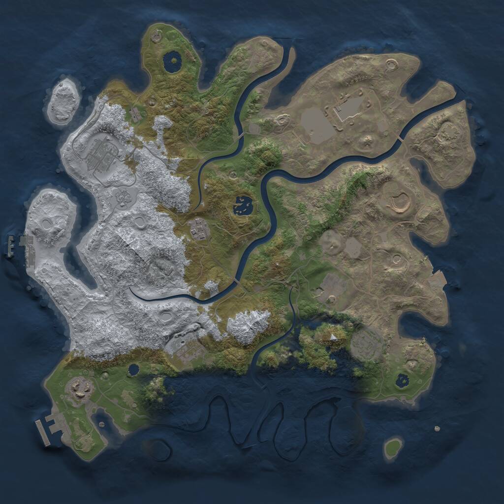 Rust Map: Procedural Map, Size: 3700, Seed: 224525, 15 Monuments