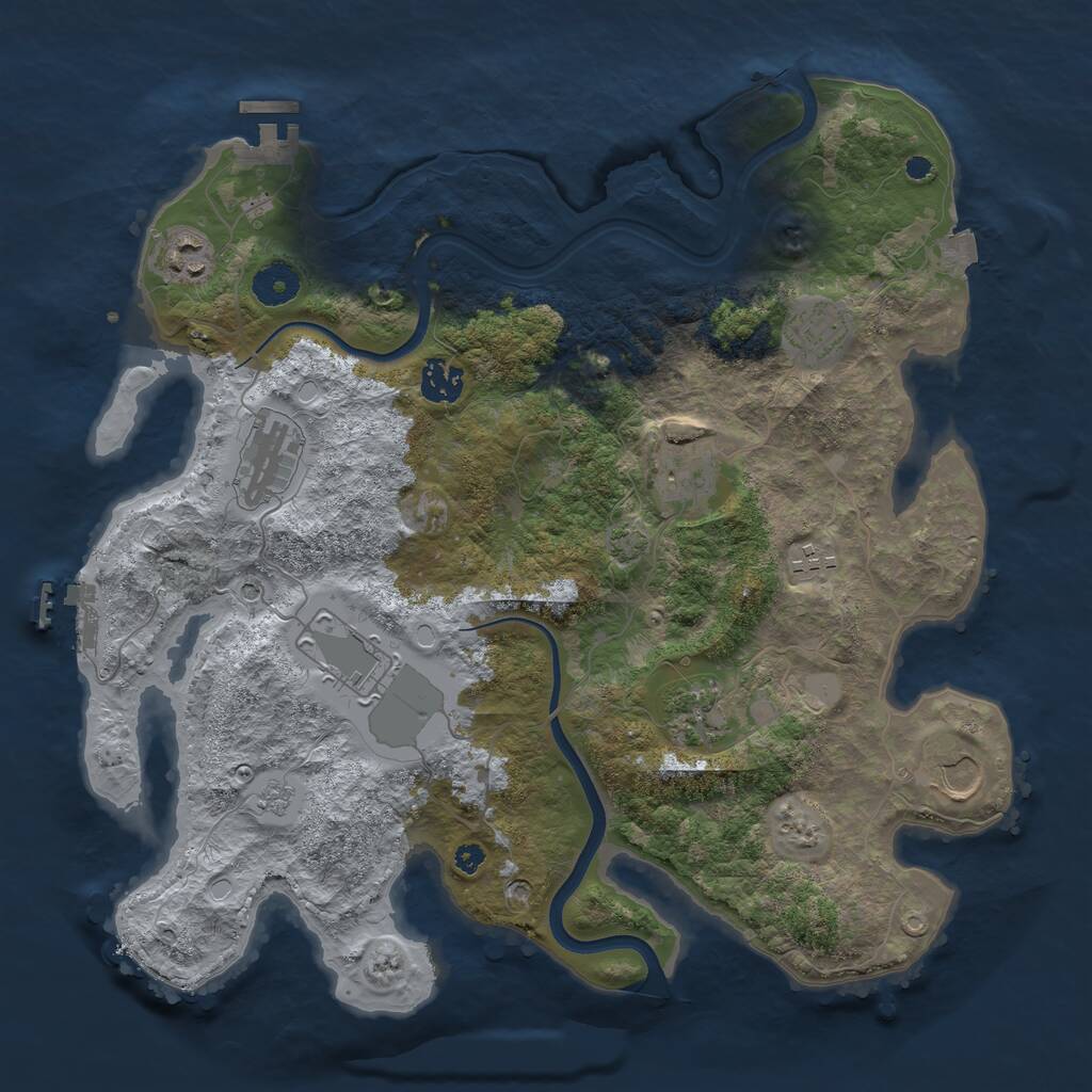Rust Map: Procedural Map, Size: 3702, Seed: 1736602977, 15 Monuments