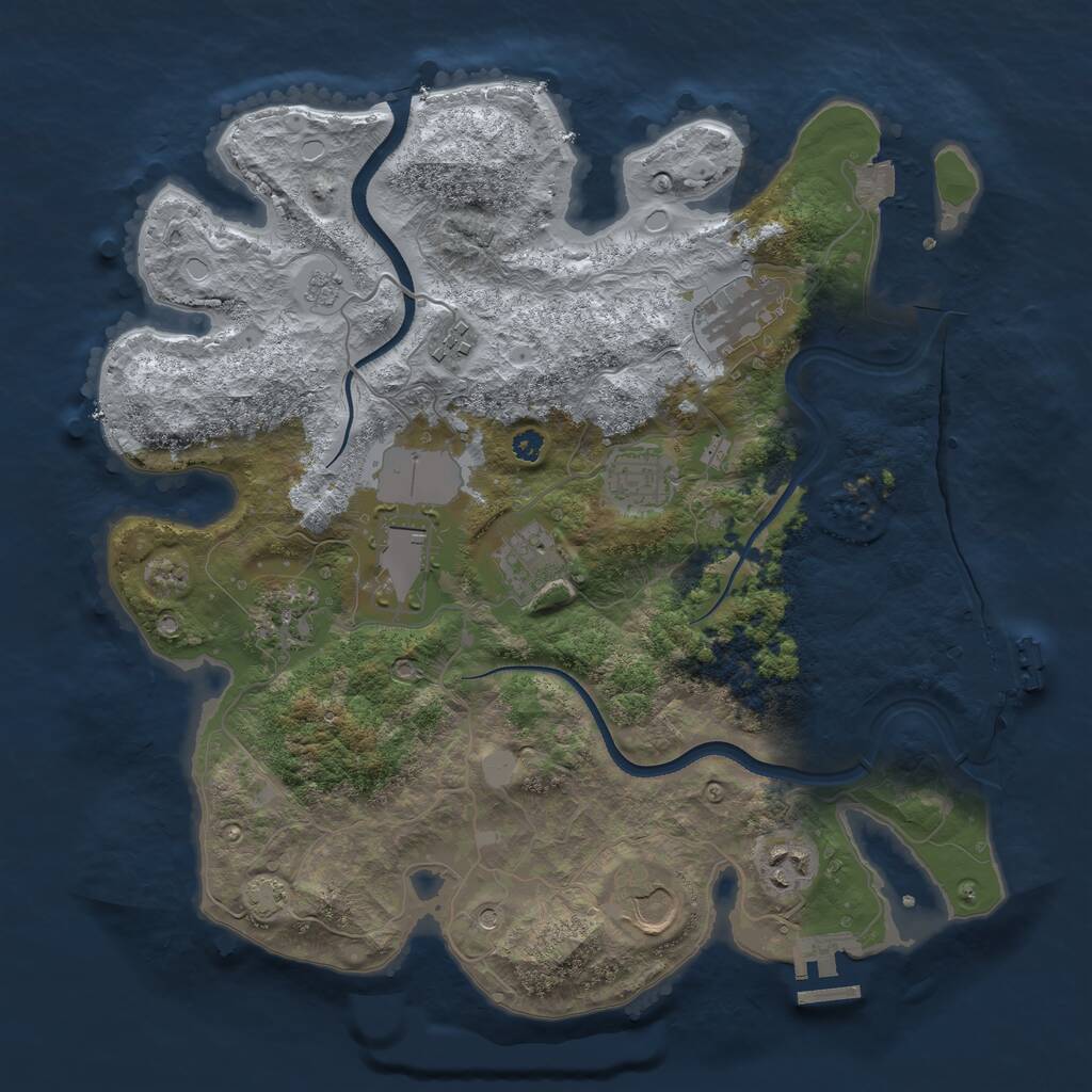 Rust Map: Procedural Map, Size: 3500, Seed: 681877656, 14 Monuments