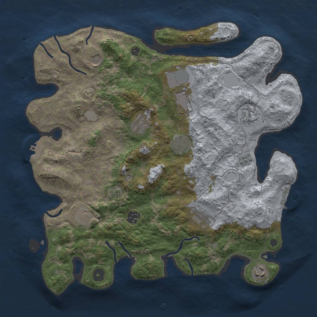 Rust Map: Procedural Map, Size: 3800, Seed: 731024, 17 Monuments