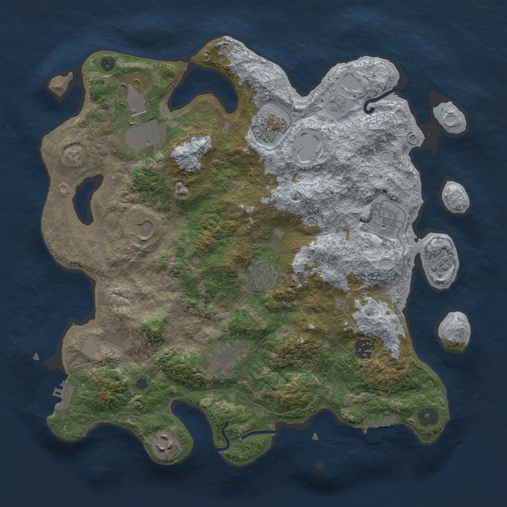 Rust Map: Procedural Map, Size: 3800, Seed: 2072340243, 16 Monuments