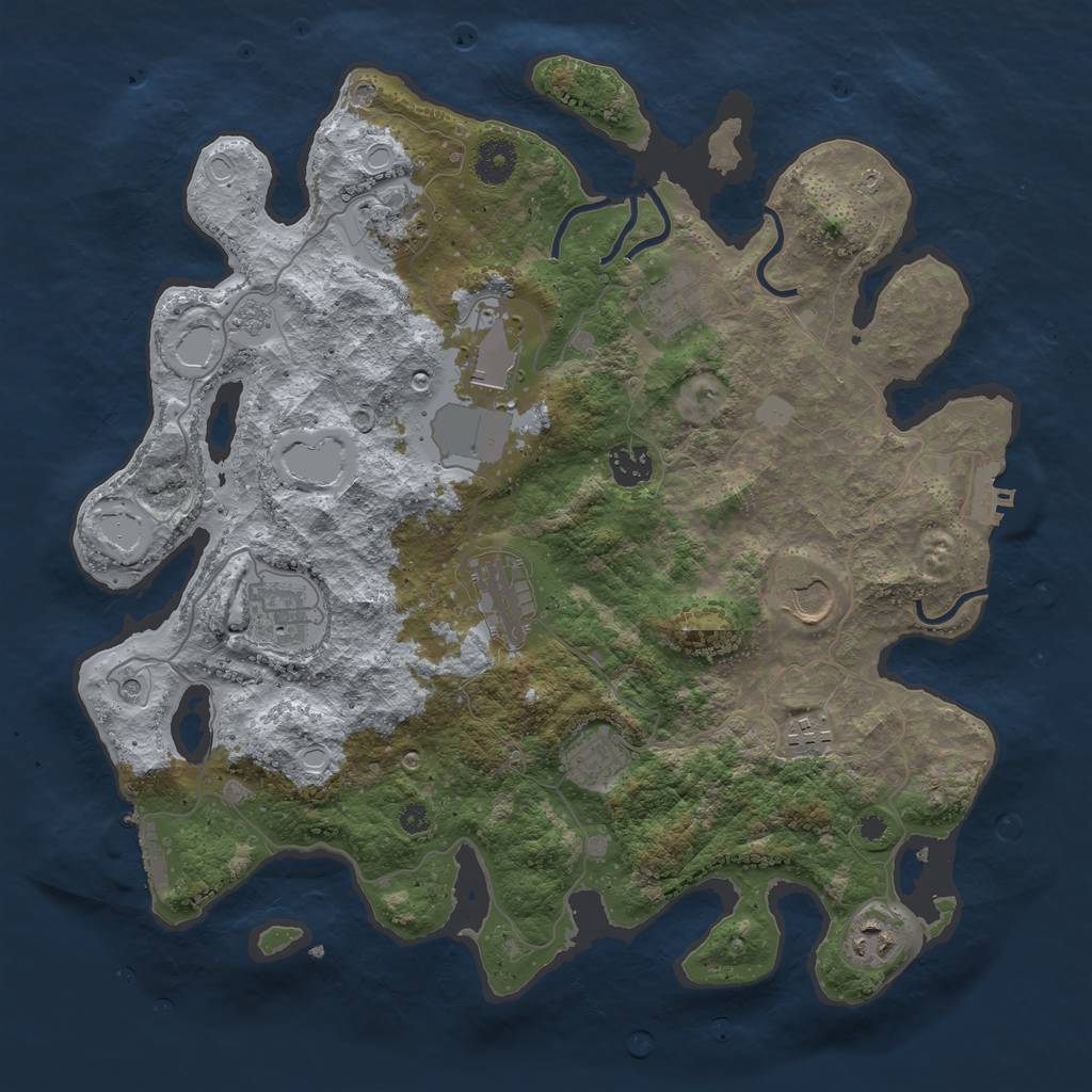 Rust Map: Procedural Map, Size: 3750, Seed: 13854100, 17 Monuments
