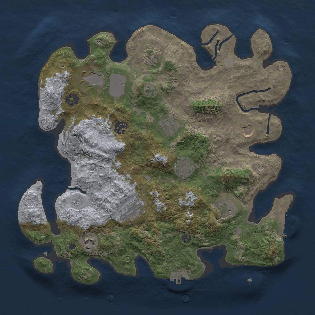 Rust Map: Procedural Map, Size: 3600, Seed: 12213874, 17 Monuments