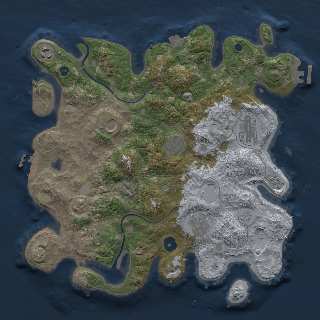 Rust Map: Procedural Map, Size: 3500, Seed: 789471361, 13 Monuments