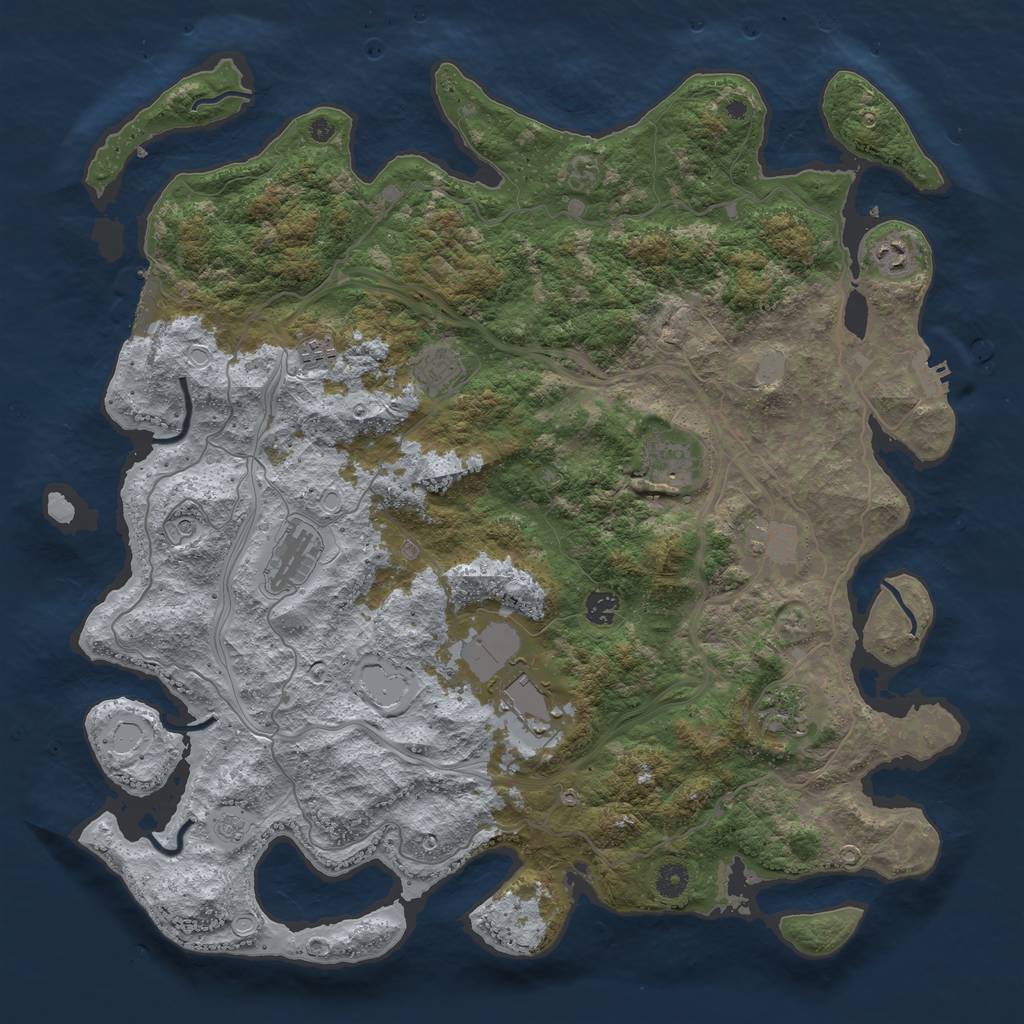 Rust Map: Procedural Map, Size: 4500, Seed: 1759174113, 16 Monuments