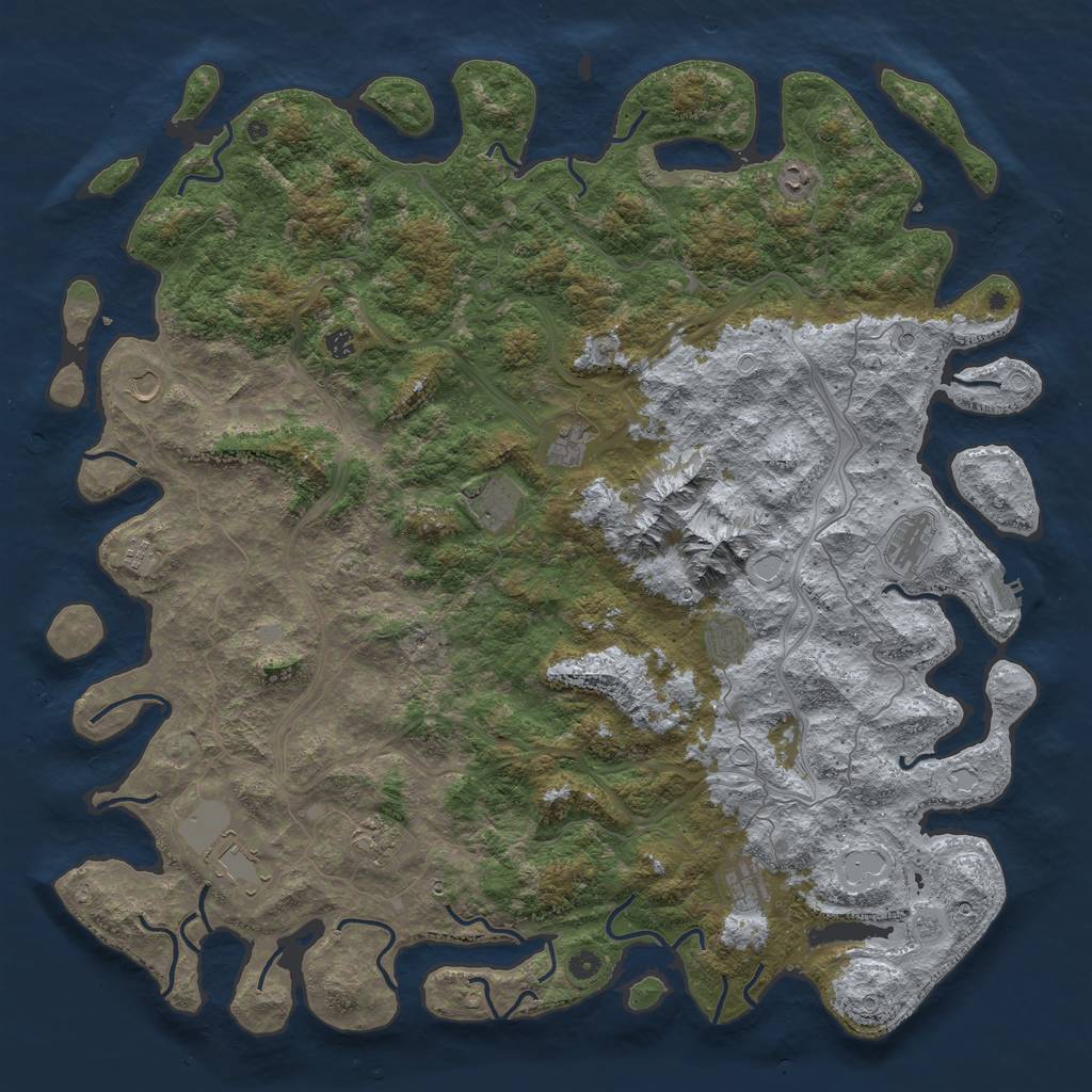 Rust Map: Procedural Map, Size: 5500, Seed: 654, 17 Monuments