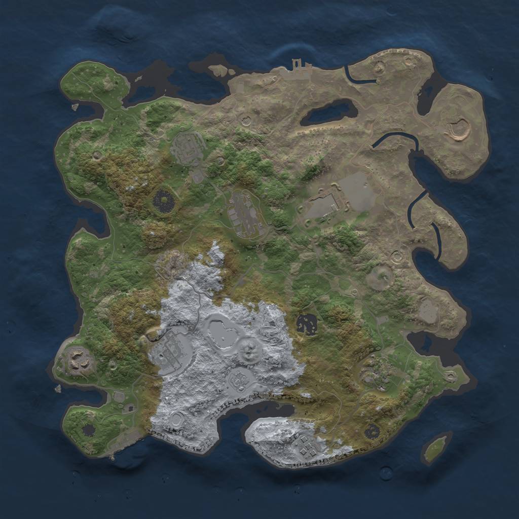 Rust Map: Procedural Map, Size: 3500, Seed: 569424852, 16 Monuments