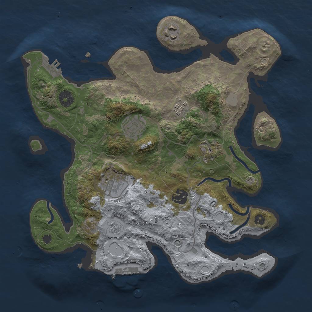 Rust Map: Procedural Map, Size: 3000, Seed: 2017363765, 13 Monuments
