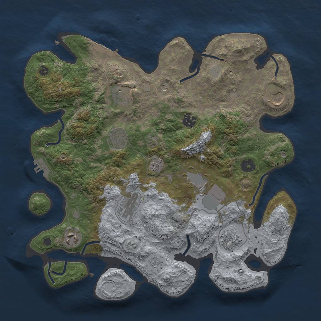 Rust Map: Procedural Map, Size: 3500, Seed: 1212992474, 16 Monuments