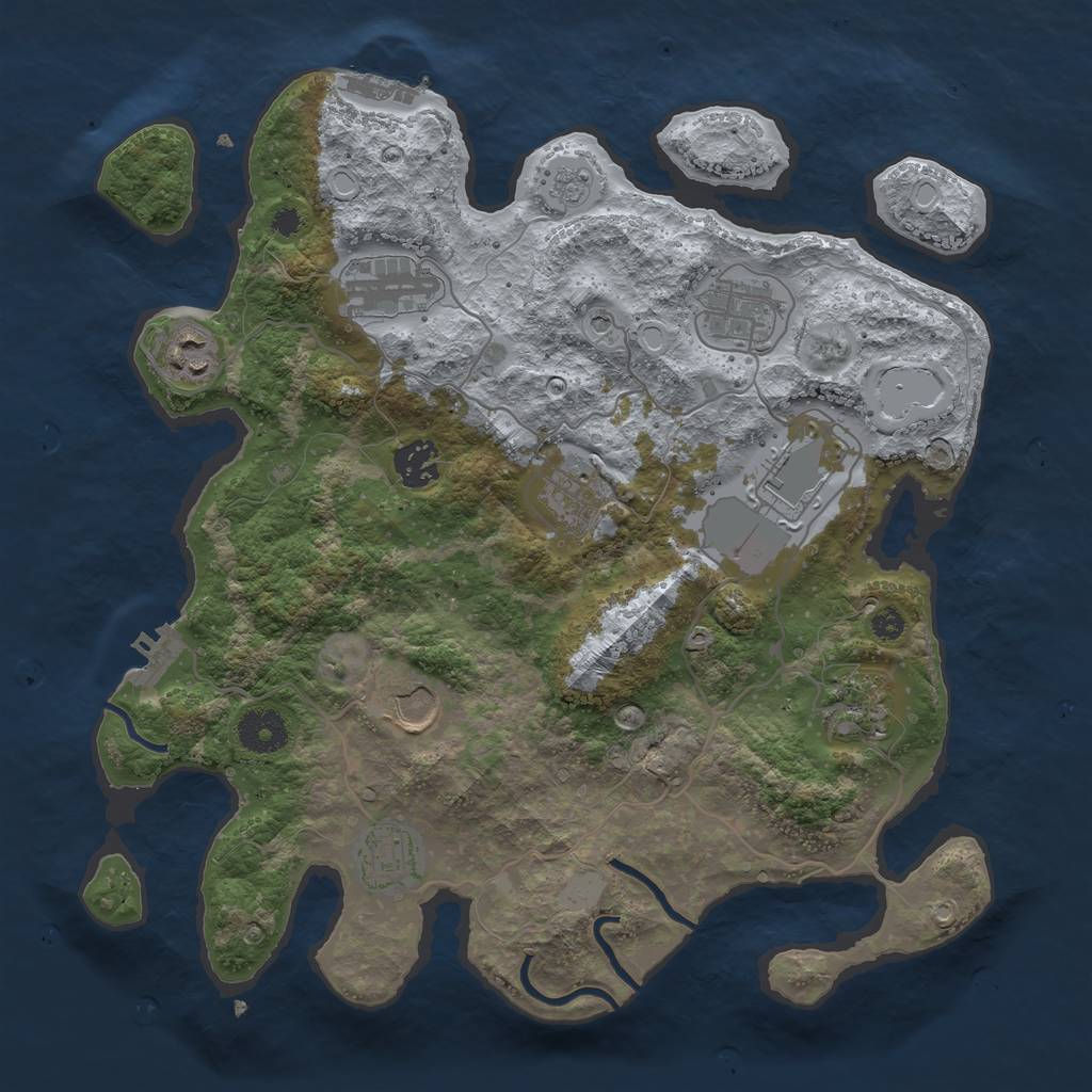 Rust Map: Procedural Map, Size: 3500, Seed: 258997634, 16 Monuments