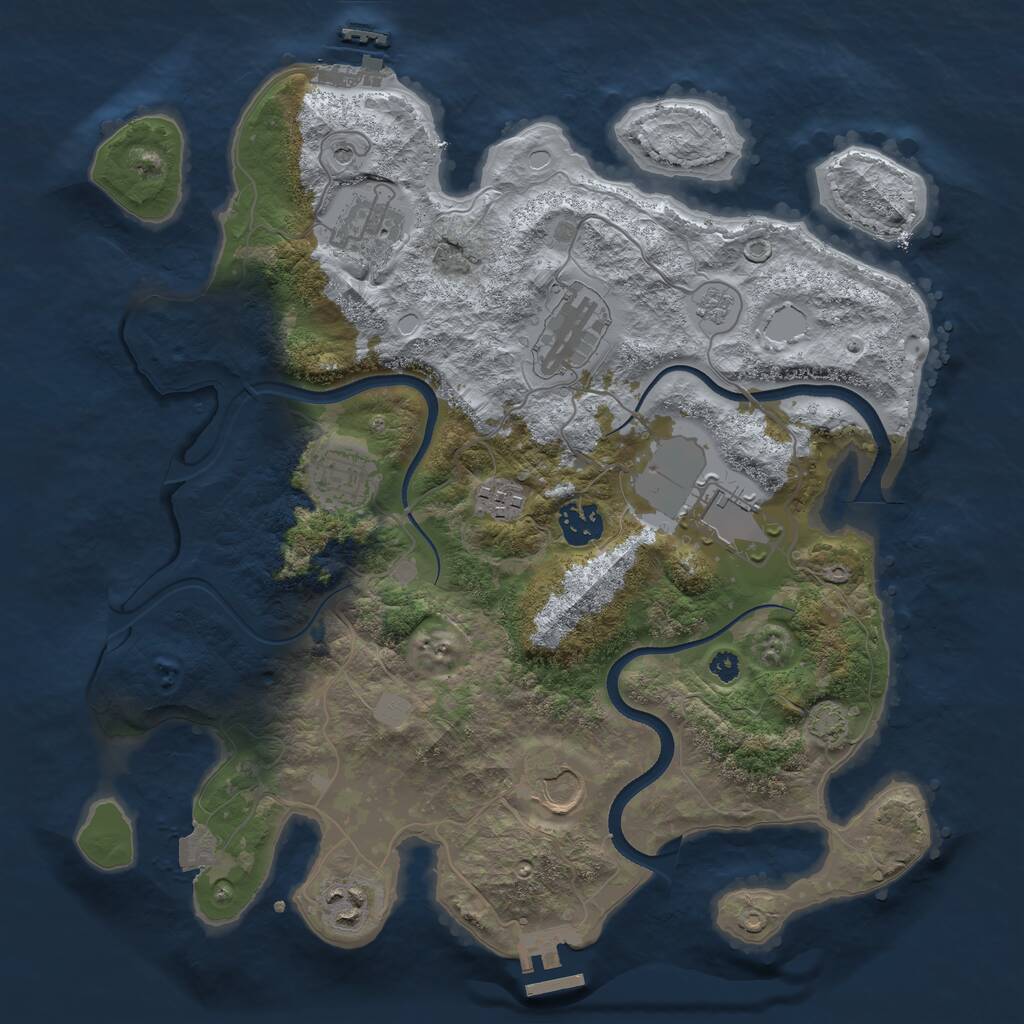 Rust Map: Procedural Map, Size: 3500, Seed: 258997634, 14 Monuments