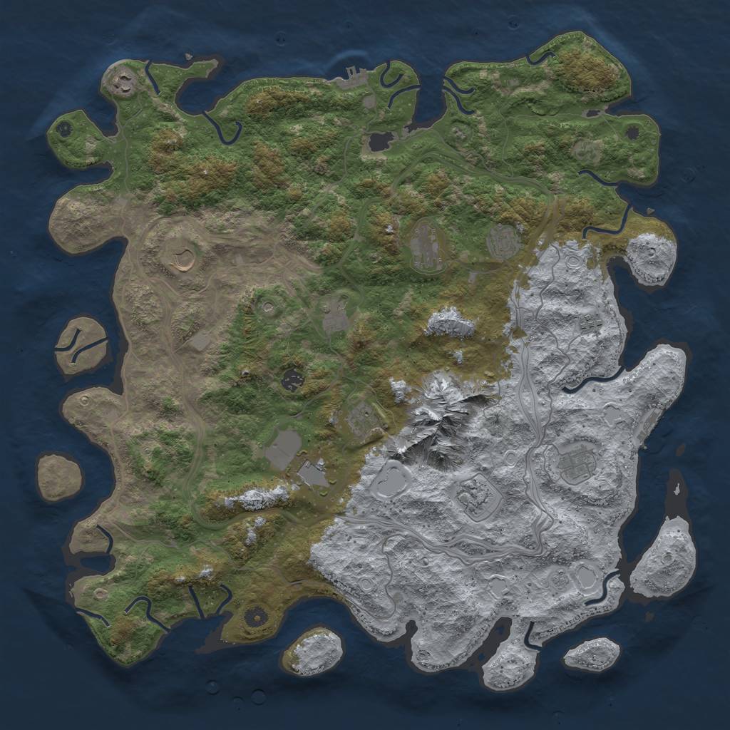 Rust Map: Procedural Map, Size: 5000, Seed: 256498937, 18 Monuments