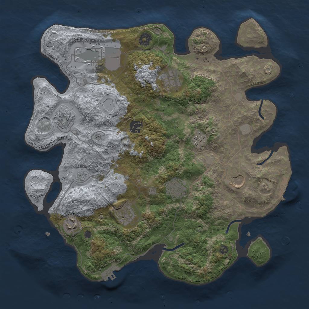 Rust Map: Procedural Map, Size: 3500, Seed: 881529921, 16 Monuments