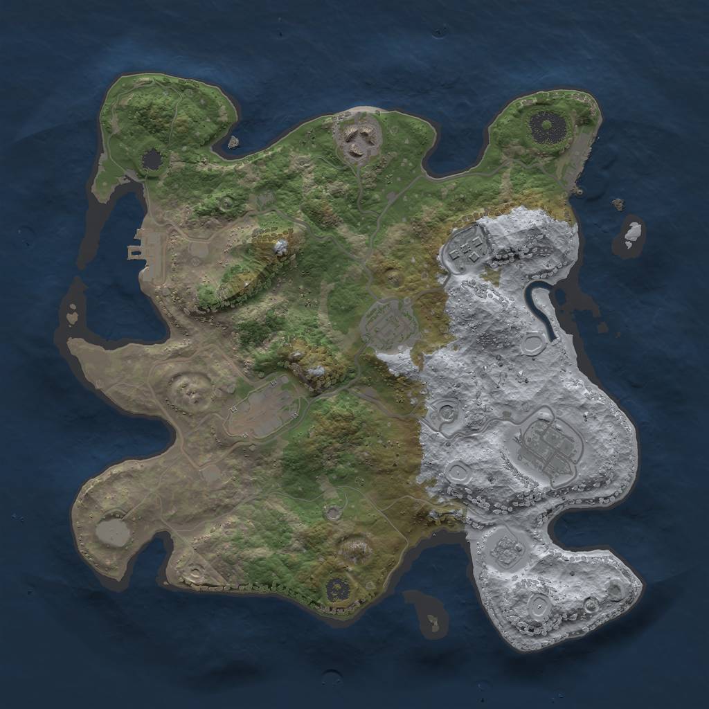 Rust Map: Procedural Map, Size: 3000, Seed: 135733381, 12 Monuments
