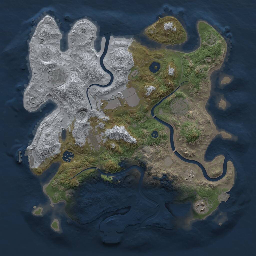 Rust Map: Procedural Map, Size: 3500, Seed: 833828, 13 Monuments