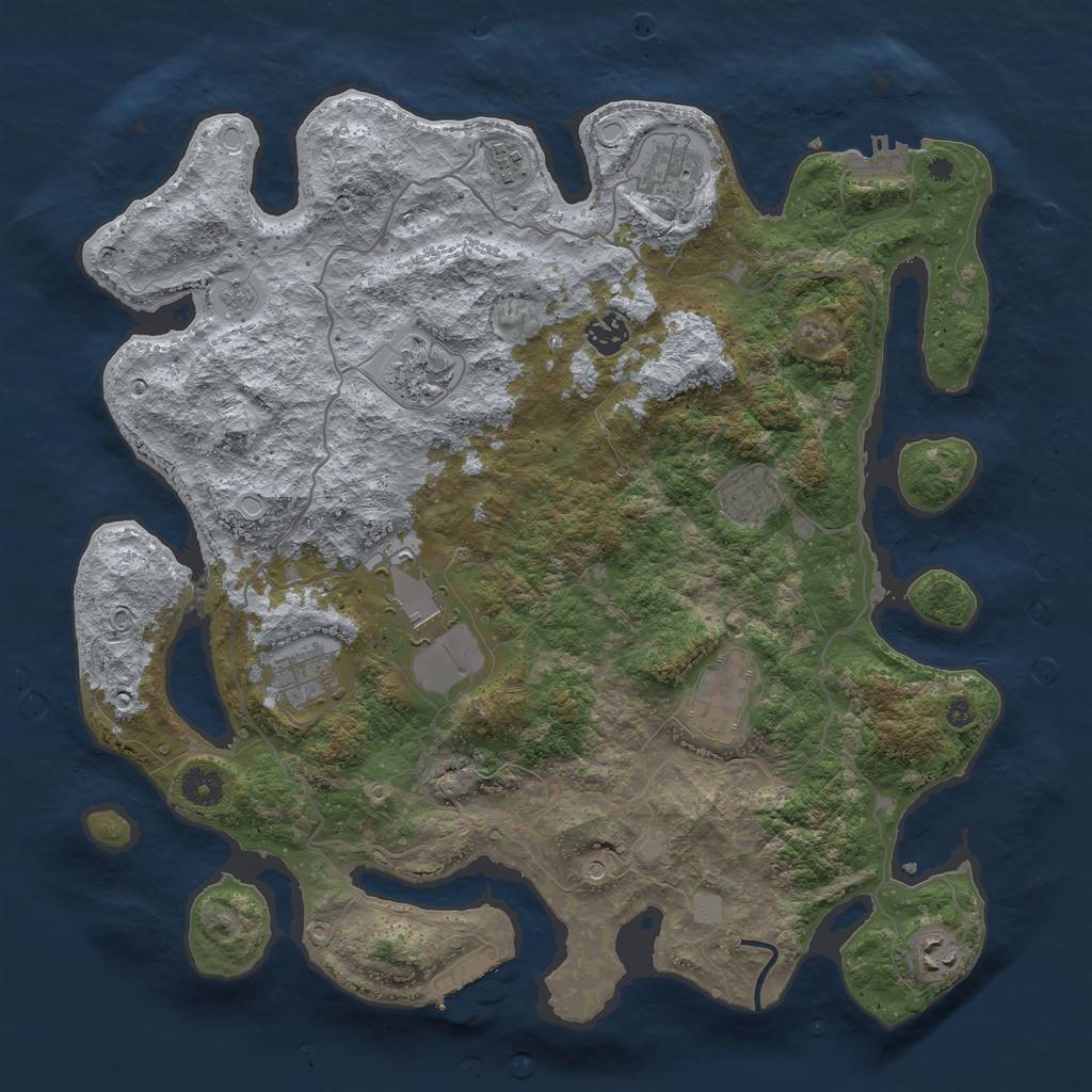 Rust Map: Procedural Map, Size: 4000, Seed: 32858, 16 Monuments