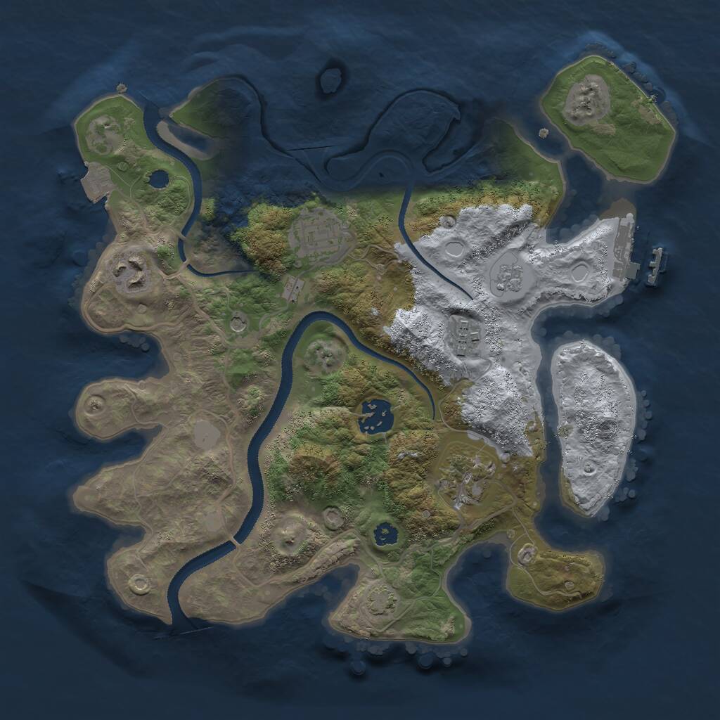 Rust Map: Procedural Map, Size: 3000, Seed: 1355873367, 10 Monuments
