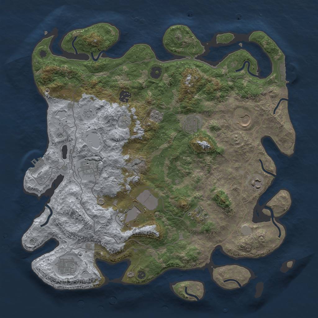 Rust Map: Procedural Map, Size: 4000, Seed: 666666666, 16 Monuments