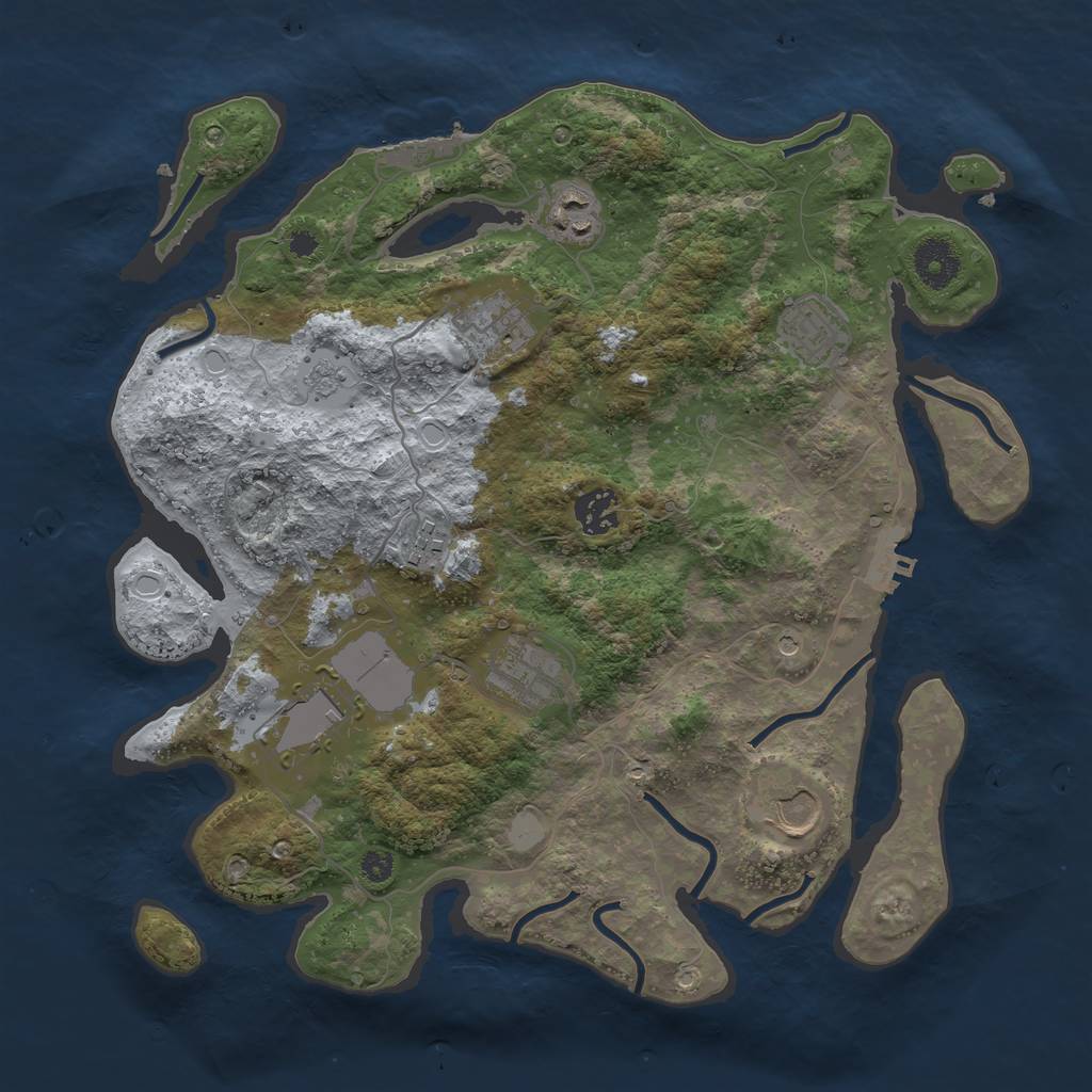 Rust Map: Procedural Map, Size: 3500, Seed: 93608938, 15 Monuments