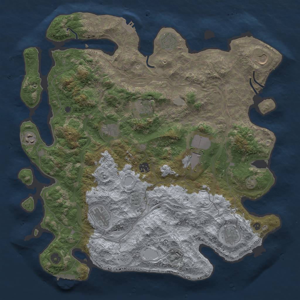 Rust Map: Procedural Map, Size: 4250, Seed: 117664614, 17 Monuments