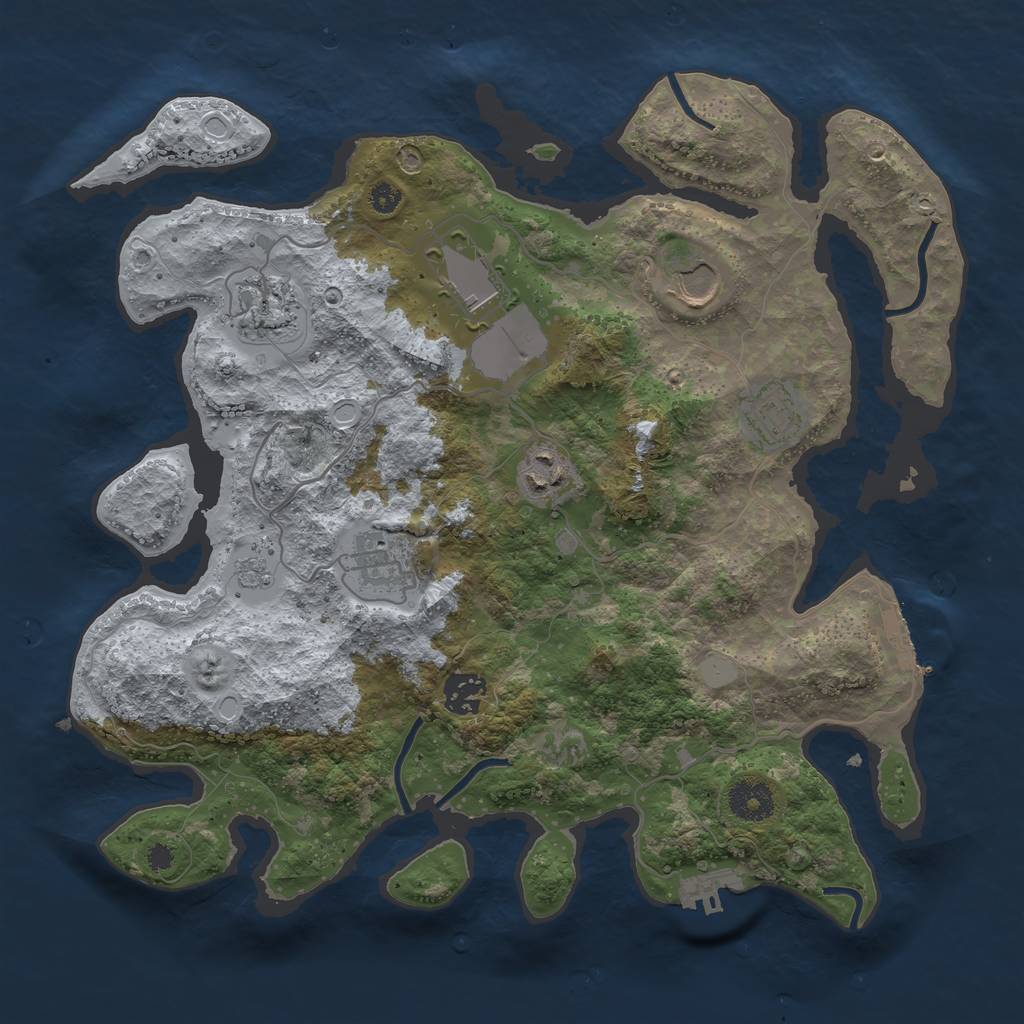 Rust Map: Procedural Map, Size: 3500, Seed: 360560595, 13 Monuments