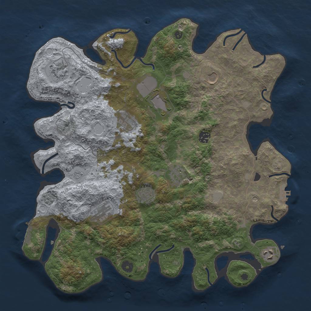 Rust Map: Procedural Map, Size: 3950, Seed: 1011910860, 17 Monuments
