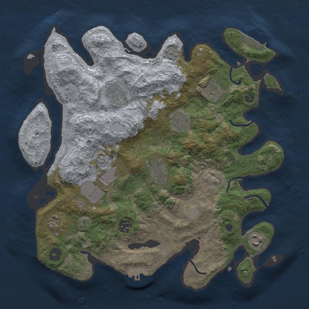 Rust Map: Procedural Map, Size: 3500, Seed: 65402817, 15 Monuments