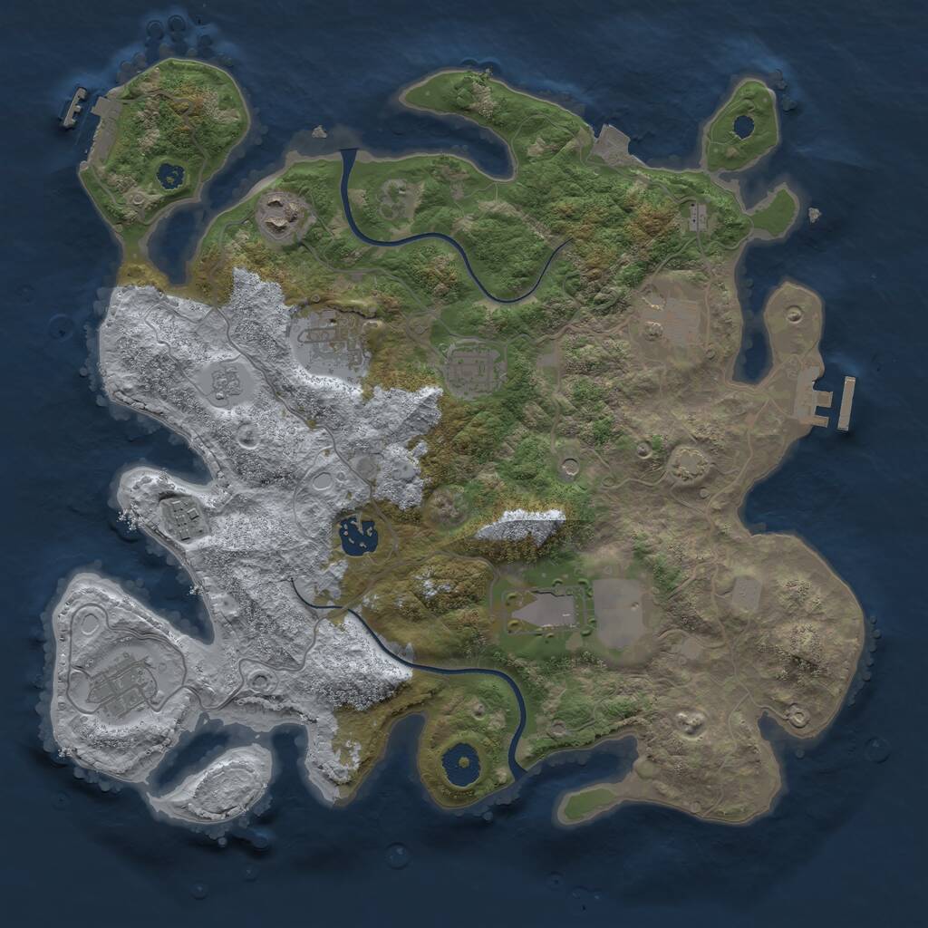 Rust Map: Procedural Map, Size: 3500, Seed: 25794, 14 Monuments