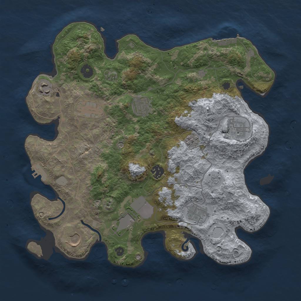 Rust Map: Procedural Map, Size: 3500, Seed: 675966223, 16 Monuments
