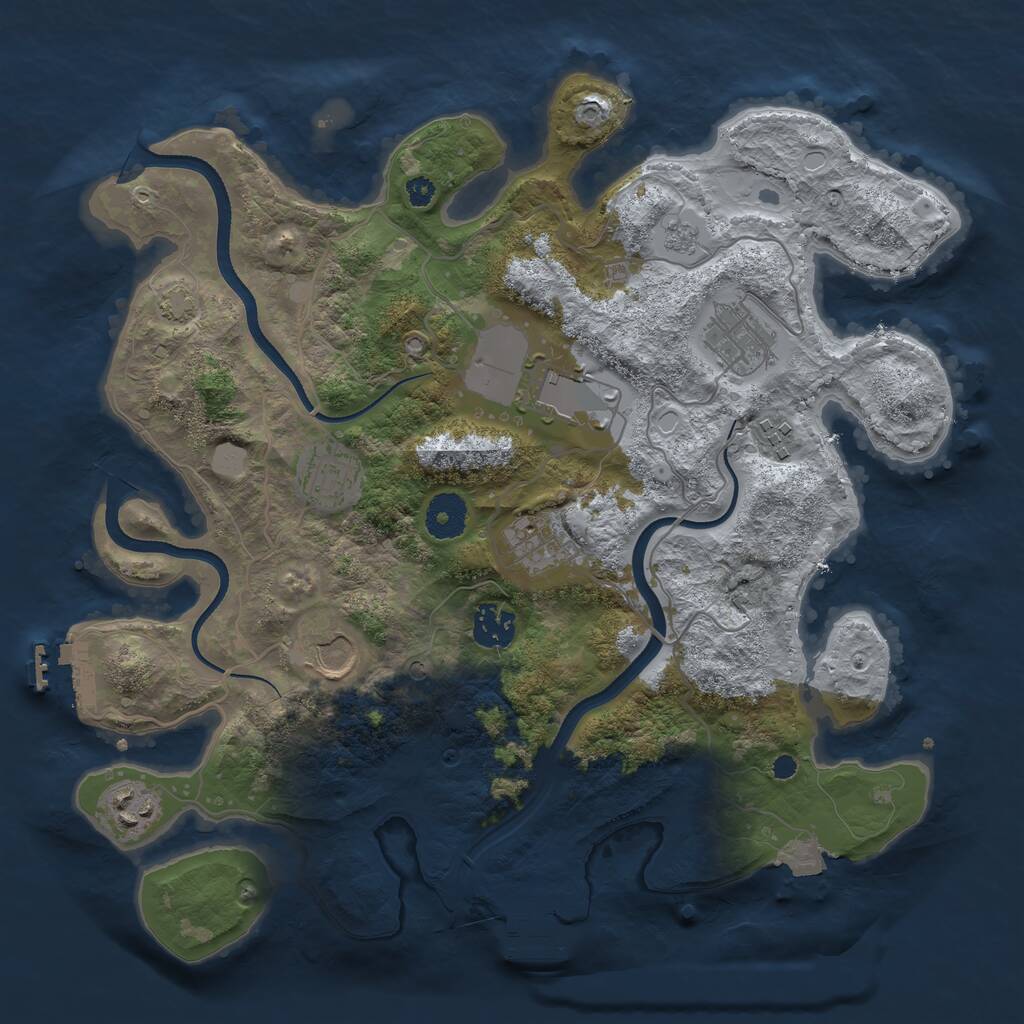 Rust Map: Procedural Map, Size: 3500, Seed: 488774375, 14 Monuments