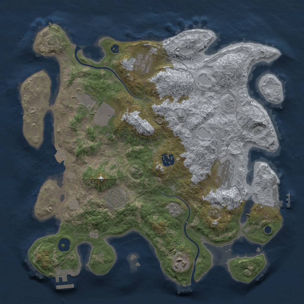 Rust Map: Procedural Map, Size: 3500, Seed: 88993546, 13 Monuments