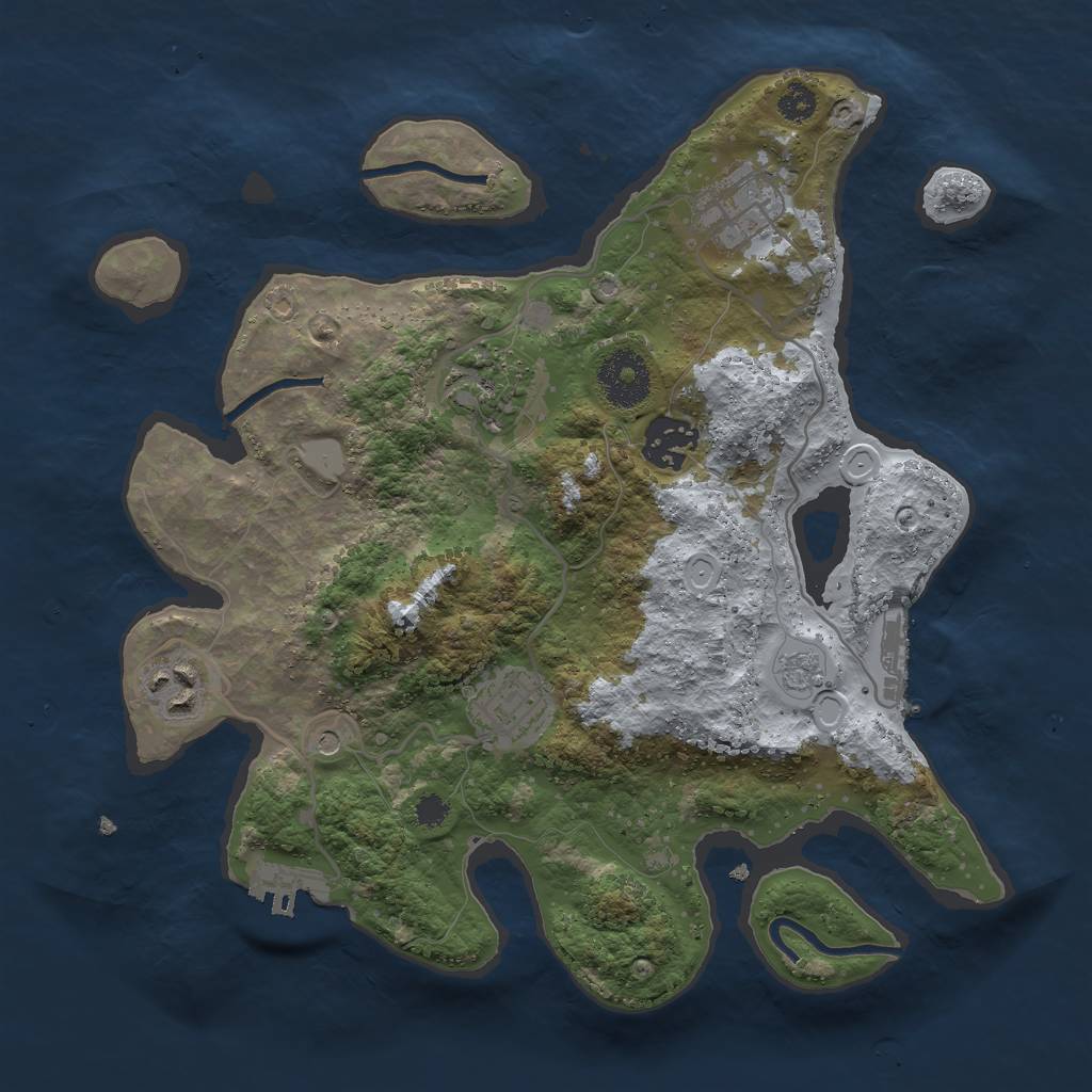 Rust Map: Procedural Map, Size: 3000, Seed: 99900302, 12 Monuments