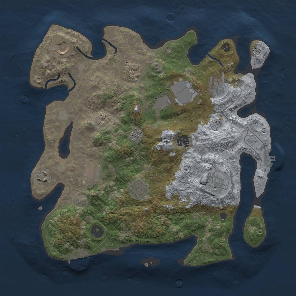 Rust Map: Procedural Map, Size: 3500, Seed: 84088144, 17 Monuments