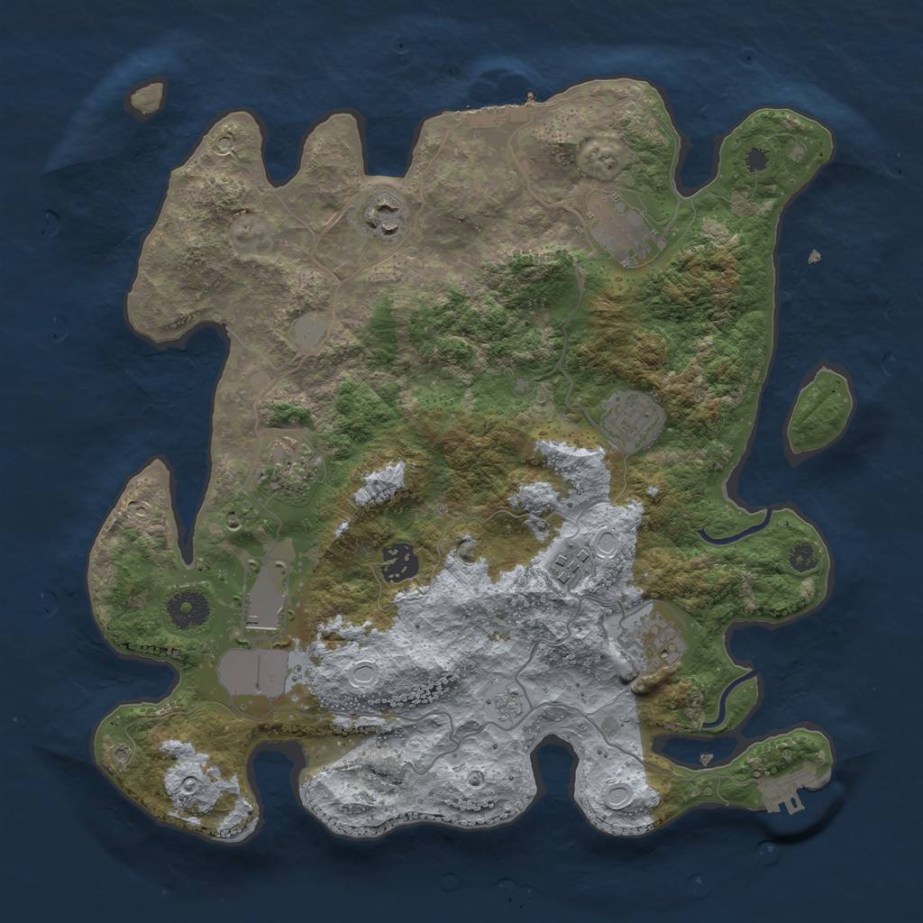 Rust Map: Procedural Map, Size: 3500, Seed: 45424950, 14 Monuments