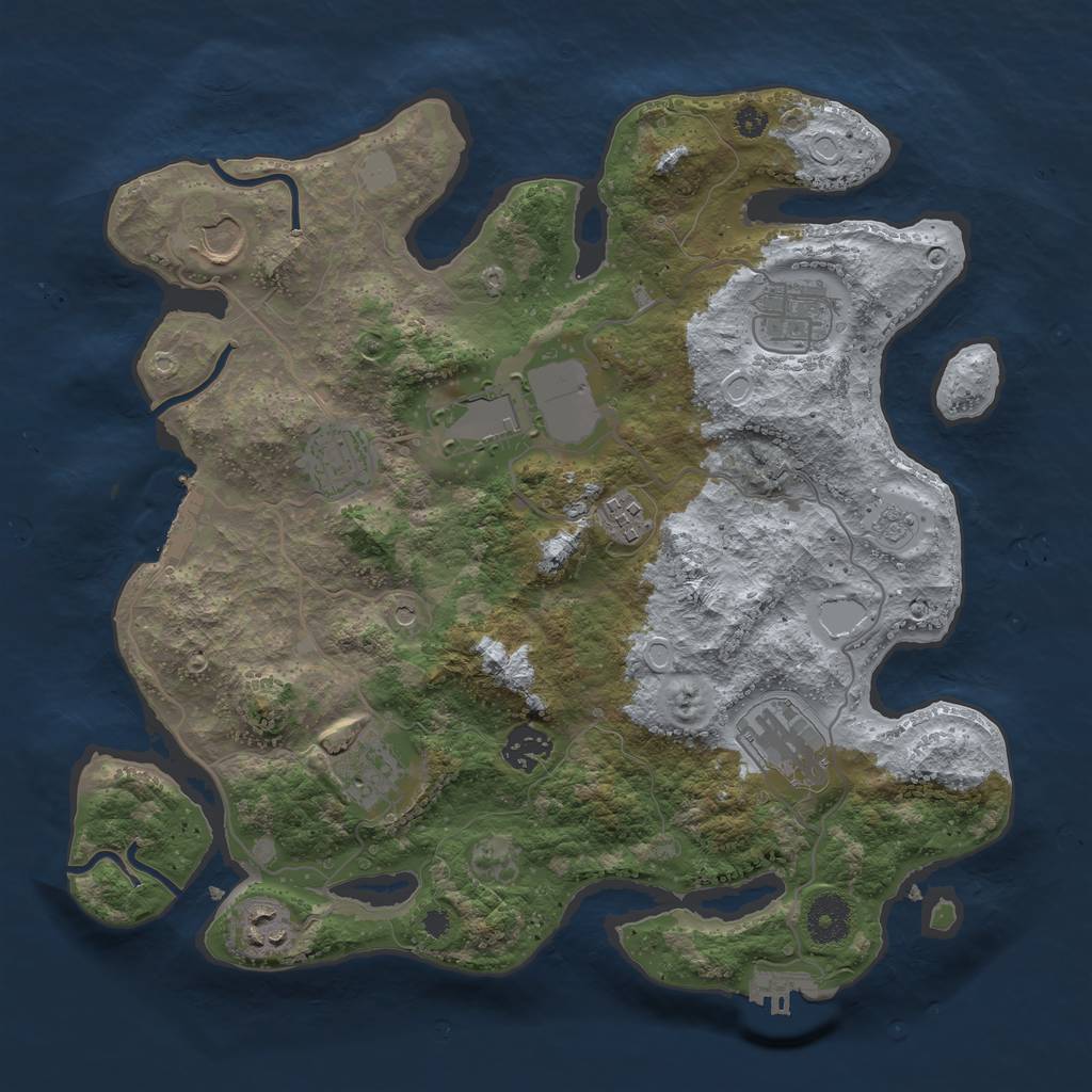 Rust Map: Procedural Map, Size: 3500, Seed: 98517552, 16 Monuments