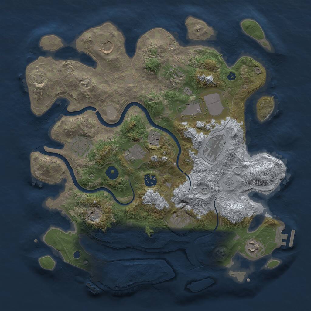 Rust Map: Procedural Map, Size: 3650, Seed: 3630, 16 Monuments