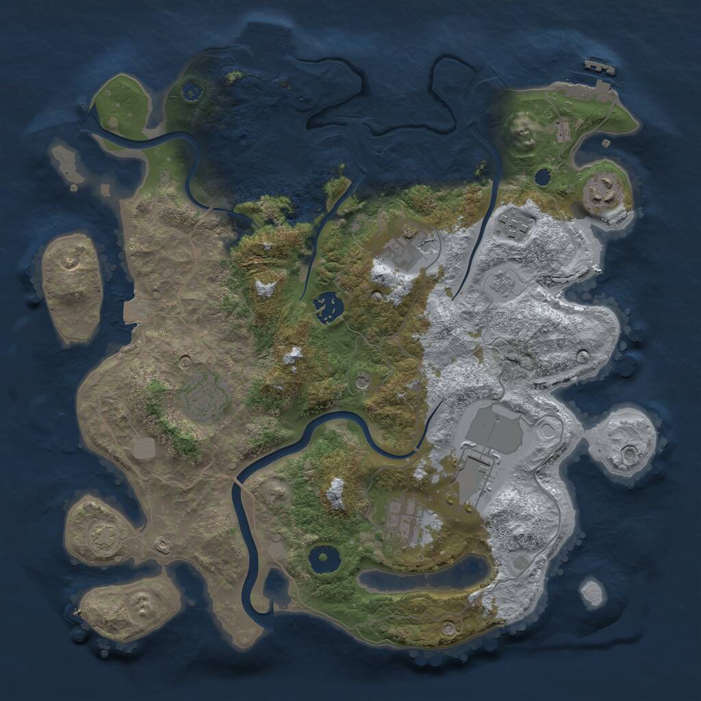 Rust Map: Procedural Map, Size: 3500, Seed: 74557715, 13 Monuments