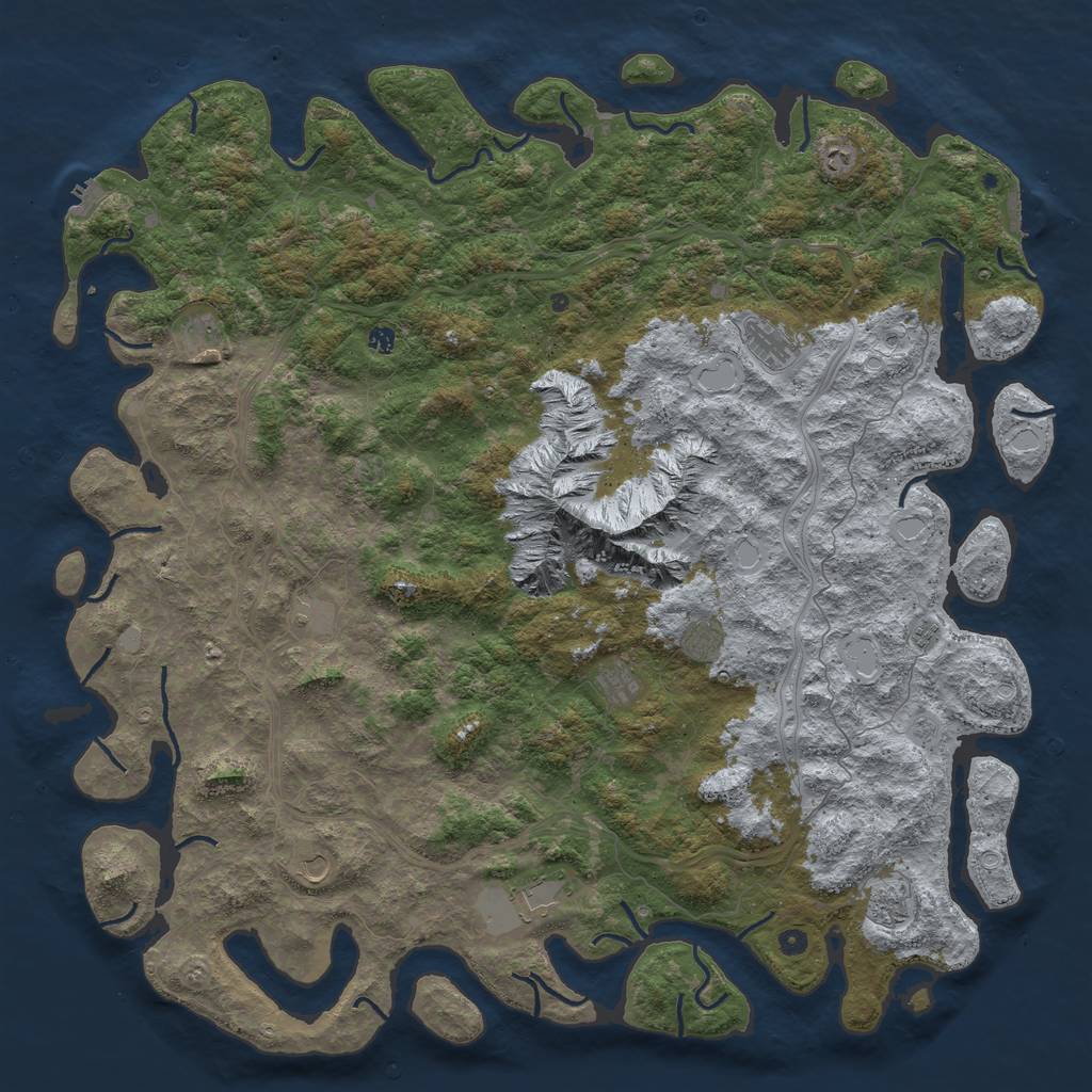 Rust Map: Procedural Map, Size: 6000, Seed: 1303163306, 18 Monuments