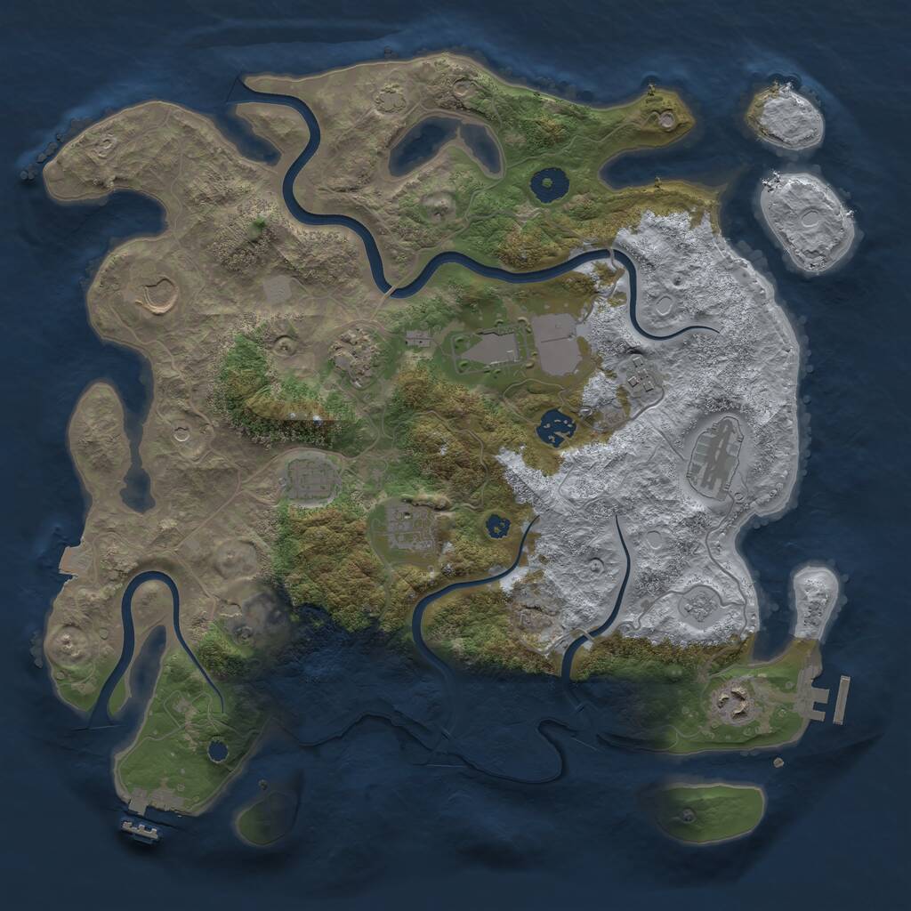 Rust Map: Procedural Map, Size: 3800, Seed: 1359222376, 16 Monuments