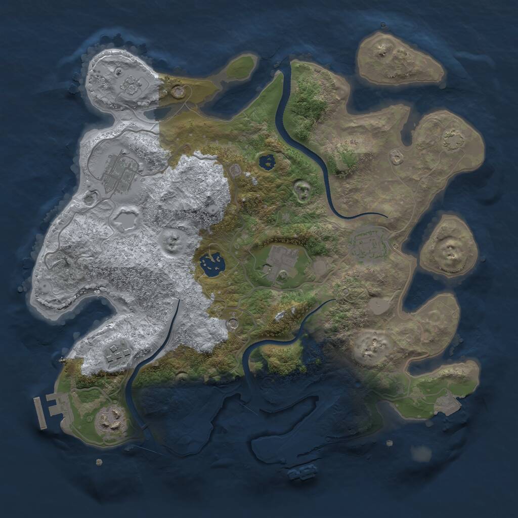 Rust Map: Procedural Map, Size: 3200, Seed: 836377635, 12 Monuments