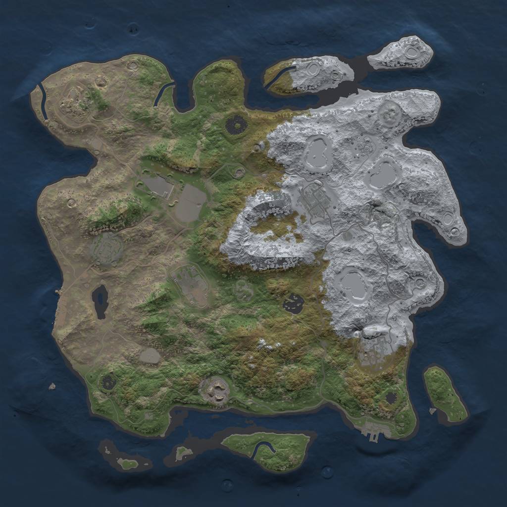 Rust Map: Procedural Map, Size: 3750, Seed: 1079383363, 15 Monuments