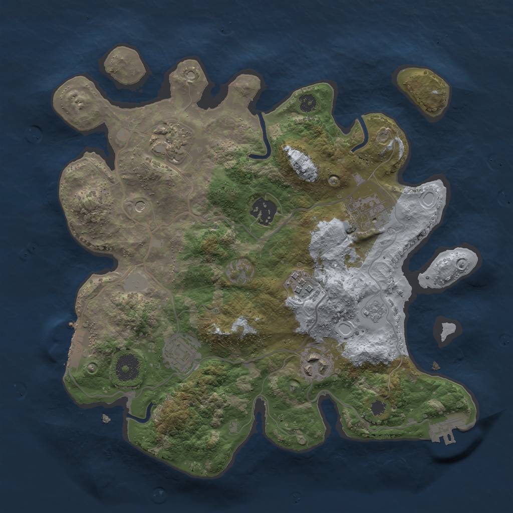 Rust Map: Procedural Map, Size: 3000, Seed: 325558415, 13 Monuments