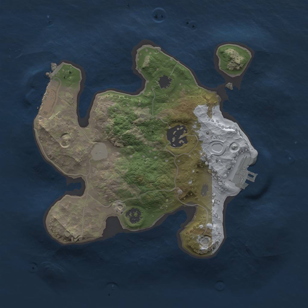 Rust Map: Procedural Map, Size: 2090, Seed: 1124407308, 6 Monuments